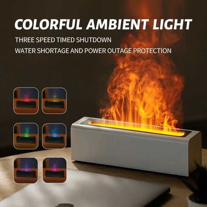 Desktop Seven Color Simulation Flame Diffuser Home Office Usb Plug-in Air Humidifier Fragrance Machine Humidifier Diffuser Y251113
