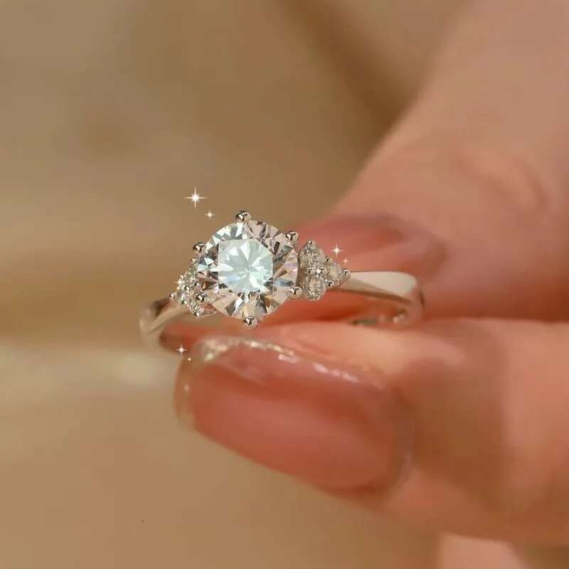 GRA Certified 1CT Real Moissanite Ring For Woman D Color VVS1 Lab Diamond S925 Silver Engagement Promise Wedding Band Jewelry