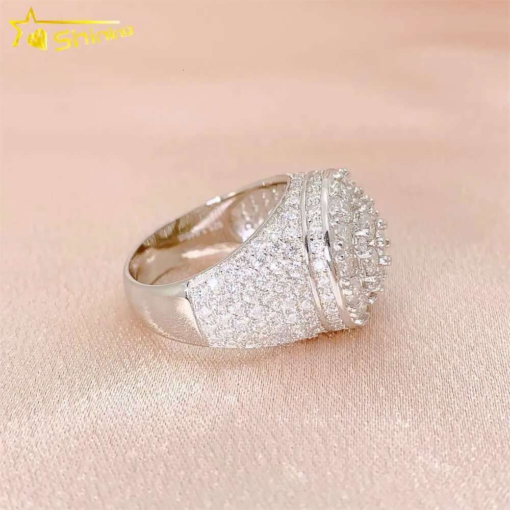 Wholesale price baguette hip hop men gold plated sterg sier pass dia tester moissanite iced out ring