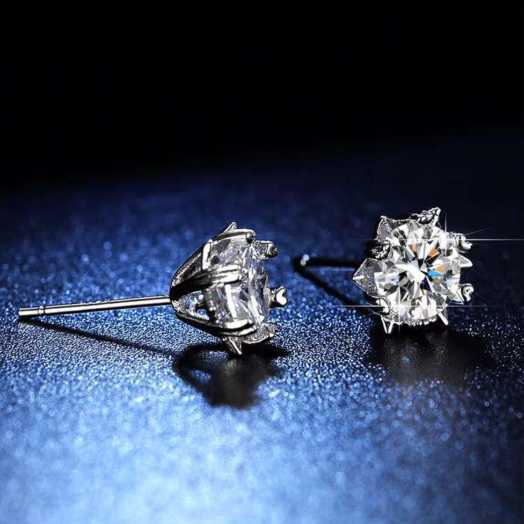 High Quality Moissanite Earrings 925 Sterling Silver Snowflake Earrings Diamond Stud Wholesale