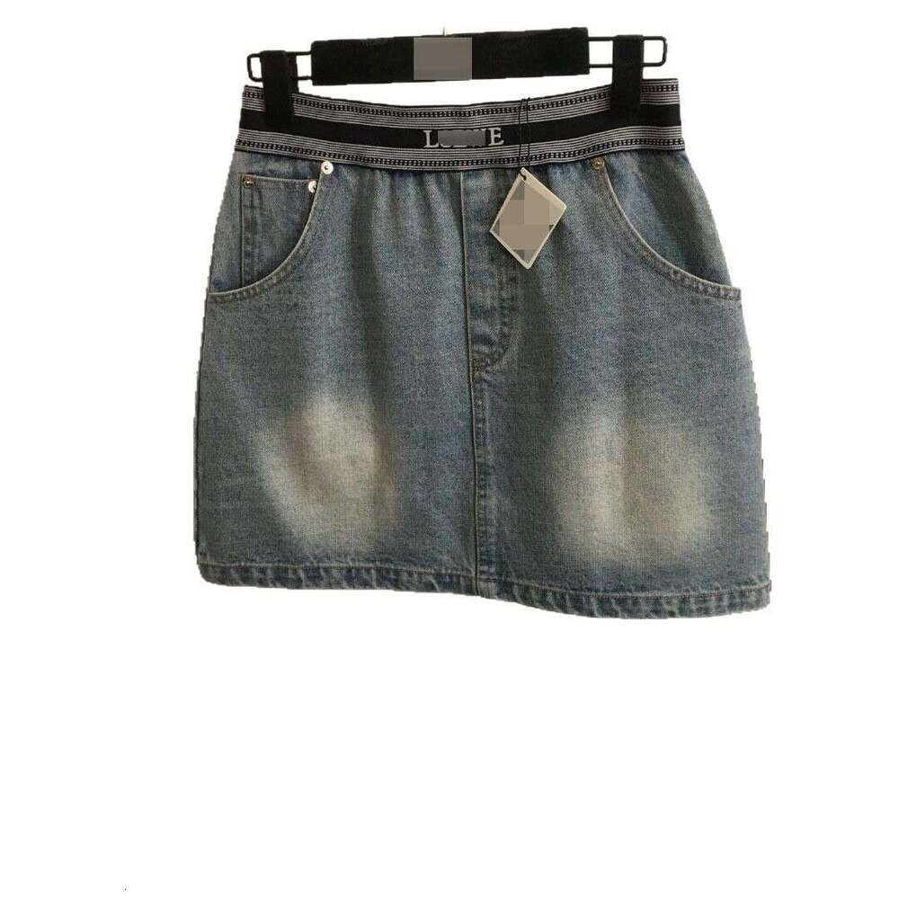 Designer clothing 2025 New Hot Selling Fashionable Embroidered Patchwork Ribbon Versatile Elastic Waist A-line Cowboy Short Half Skirt