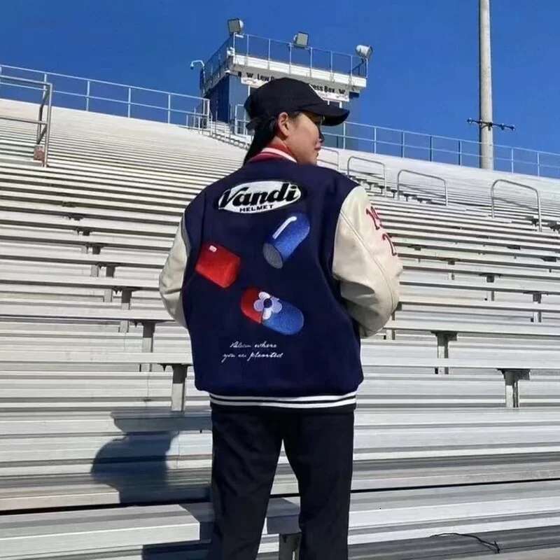 Ready Stock Vandythepink Towel Embroidery Single-breasted Baseball Jackets for Men Women Unisex Casual Loose Fitting Jacket Coat