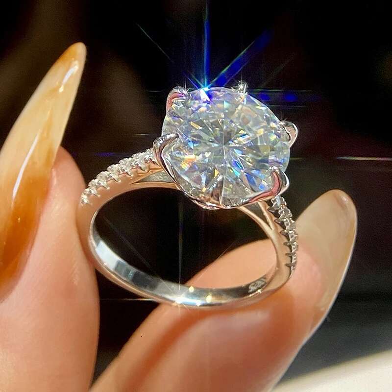 GRA Classic Luxury 5CT Certified Moissanite Diamond Engagement Rings For Women Real 925 Sterling Silver Top Quality Fine Jewelry