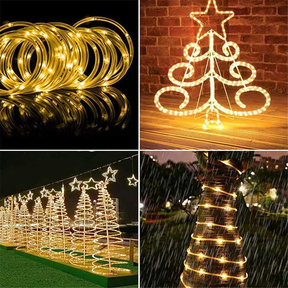 Street Garland Christmas Decorations For Home 2025 Festoon Led Tube Rope String Light Plug-Operated 10/20/30/40M New Year 2025 M251113