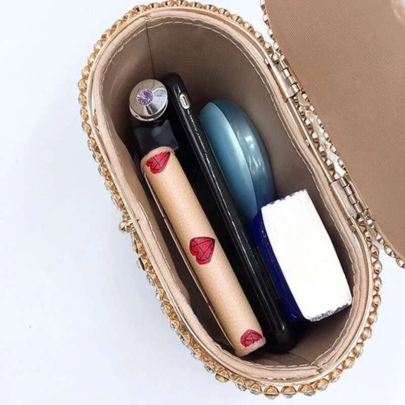 Dias Basket Evening Clutch Bags Women 2023 Hollow Out Preal Beaded Metallic Cage Handbags Ladies Wedding Party Purse