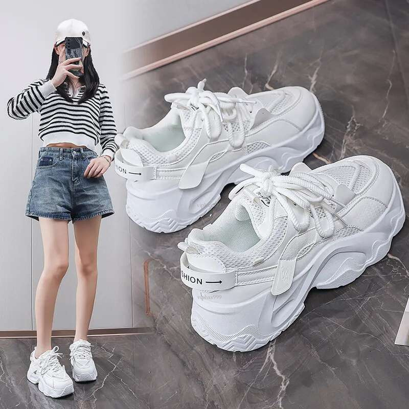 New Free Shipping Designer Shoes Ins Korean Version New Dad For Women Autumn Student Versatile Height Increasing White Casual Thick Soled Sports Shoes