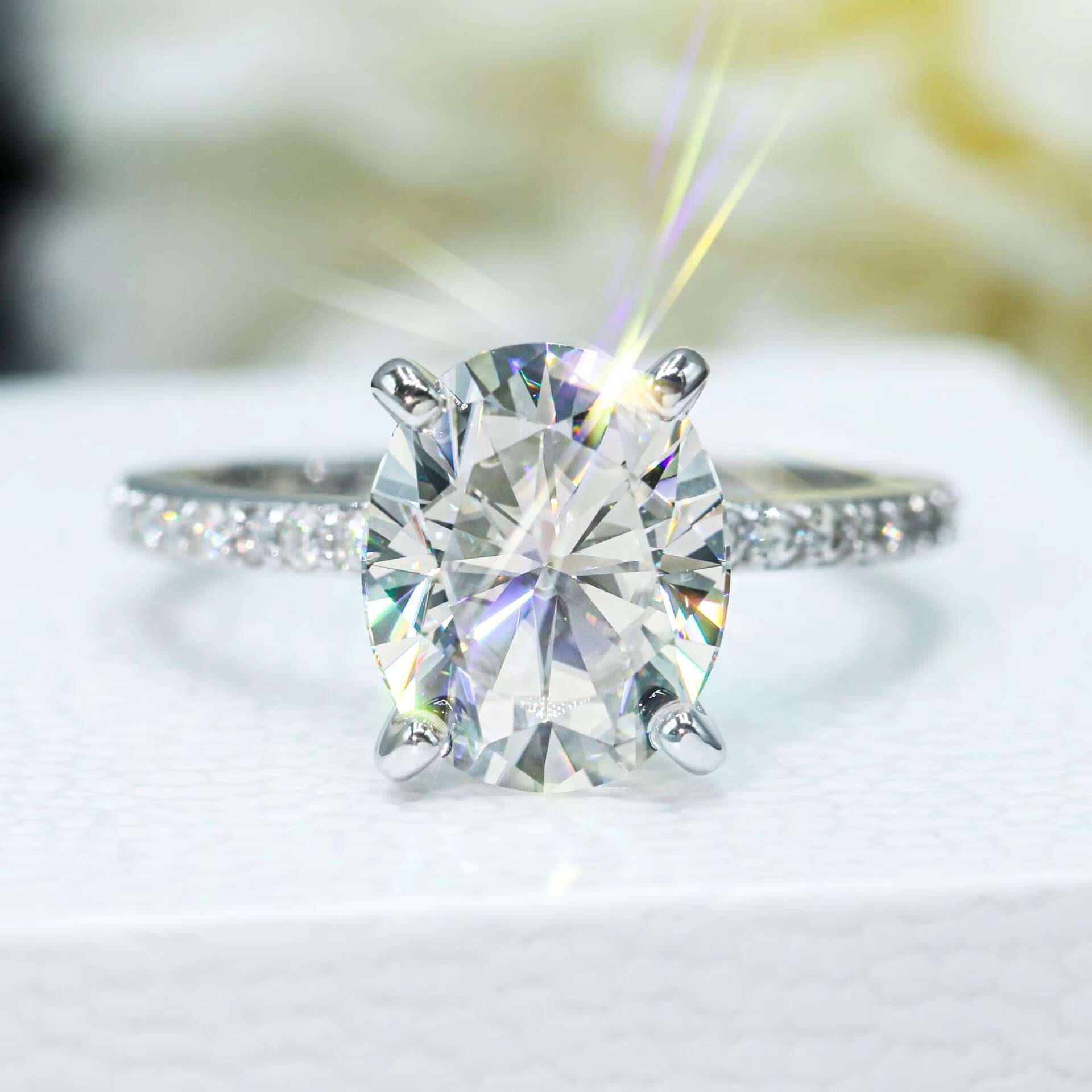 Fine Jewelry Rings 925 Sterling Silver 5 Ct Vvs Diamond Engagement Moissanite Rings for Women