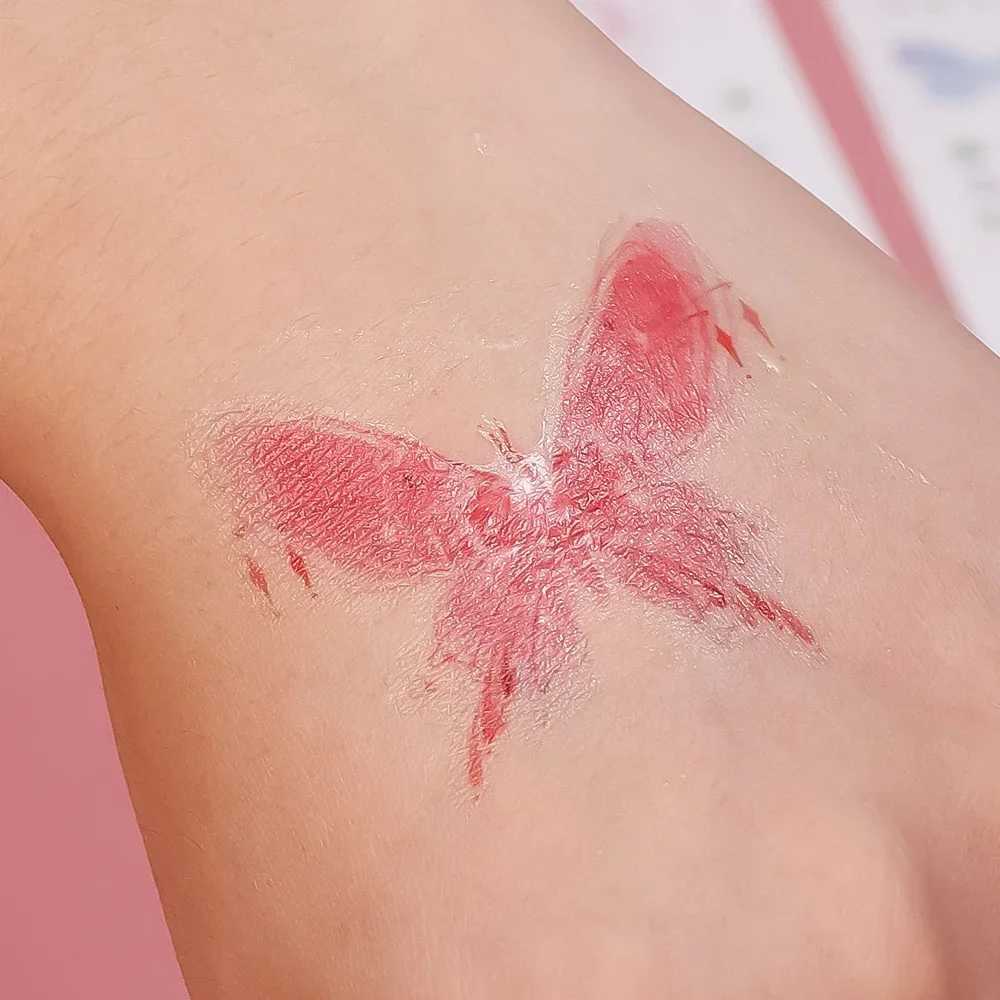 Pink butterfly flower temporary tattoo sticker waterproof self-adhesive long-lasting tattoo sticker female body art makeup tattoo stickerXJ25414