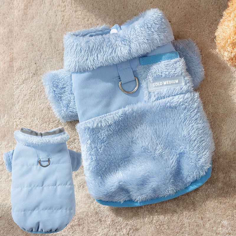 Autumn and Winter Dog Velvet Clothes Macaron Color Double sided Simple Cotton Clothes Teddy Small Dog Pet Clothes