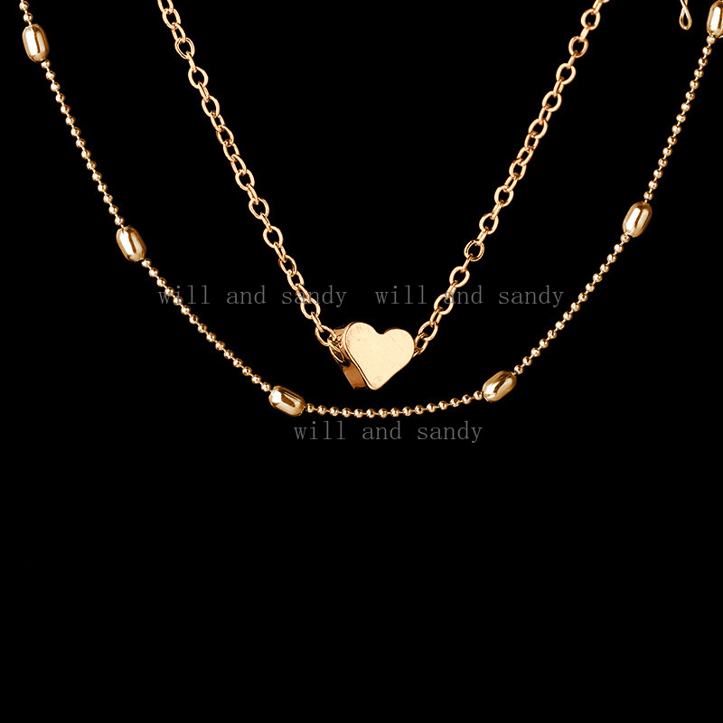 18k Gold Plated Love Heart Necklace Non Tarnish Stainless Steel Chains Gold Layered Chokers Necklaces Dainty Gold Necklace for Women Designer Jewelry 
