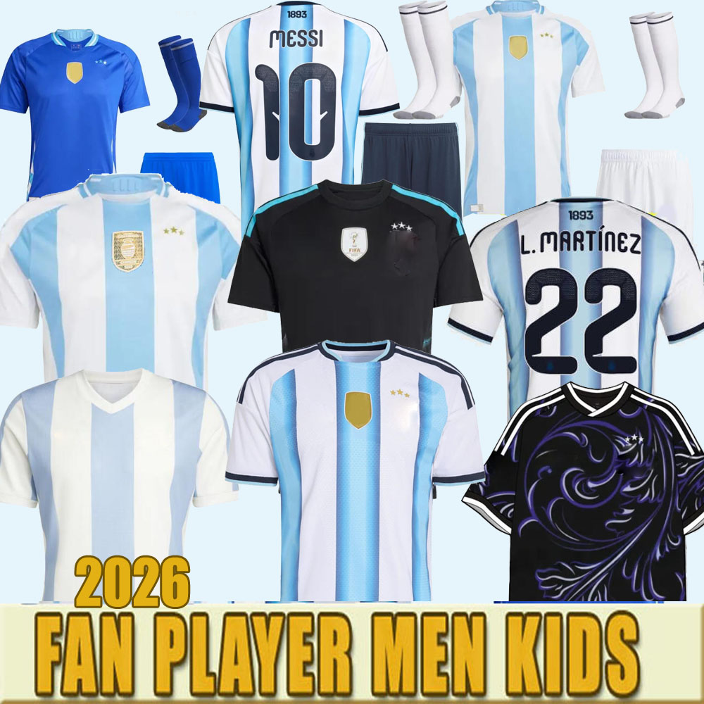 2026 2027 S-4XL 3 star Soccer Jerseys Pre match 2026 2027 Training Fans Player Version MESSIS DYBALA DI MARIA MARTINEZ DE PAUL MARADONA Kids Kit Men Camisetas