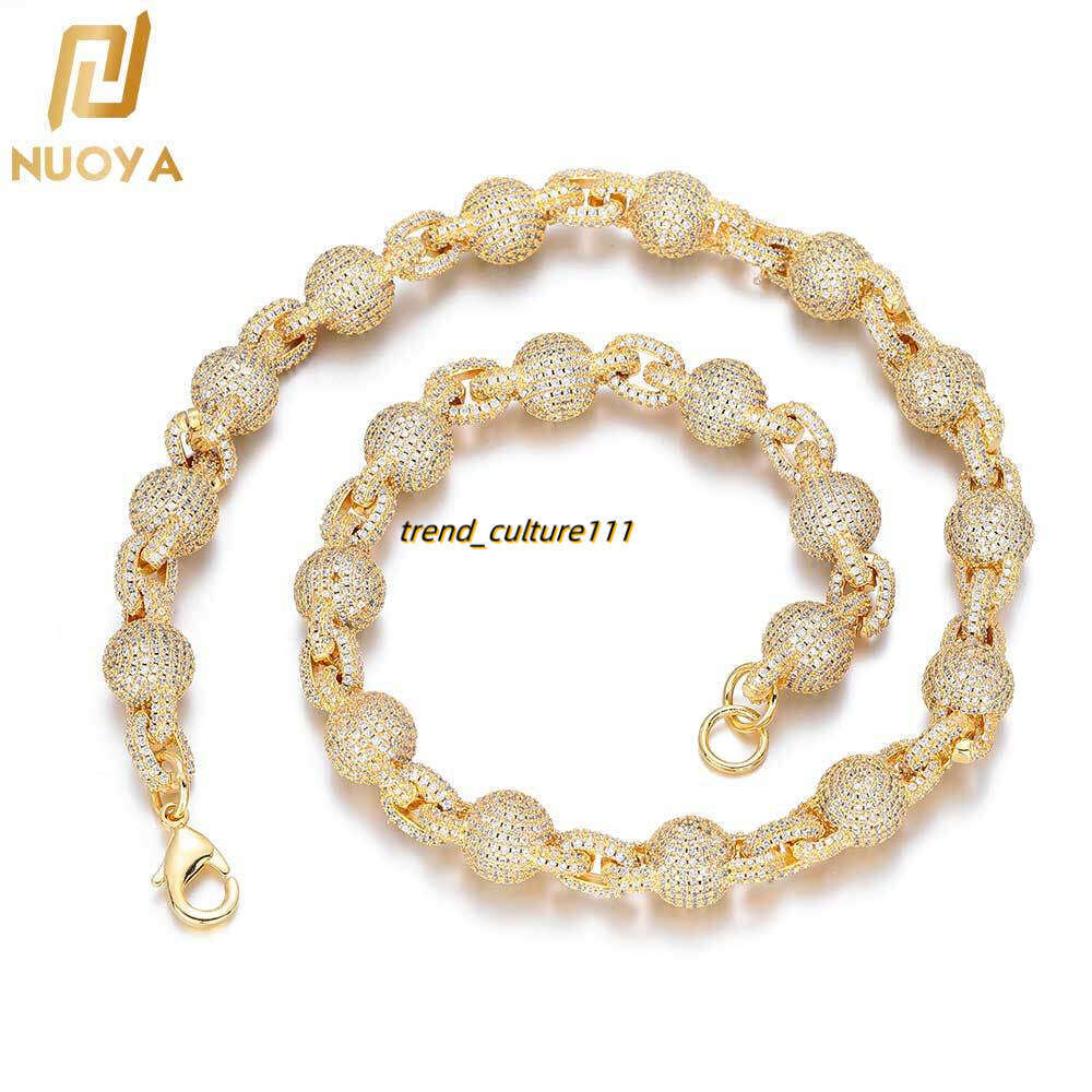 Hip Hop Jewelry 10.5mm Dia Bubble Ball Chain Moissanite Accessories Men's Necklace