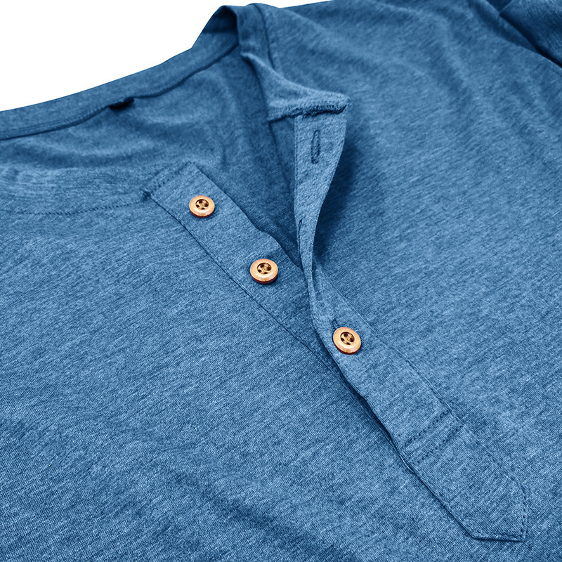 Summer Mens Solid Color Basic Henley Neck T-shirt Mens Round Neck Short Sleeve T-shirt t shirts for men