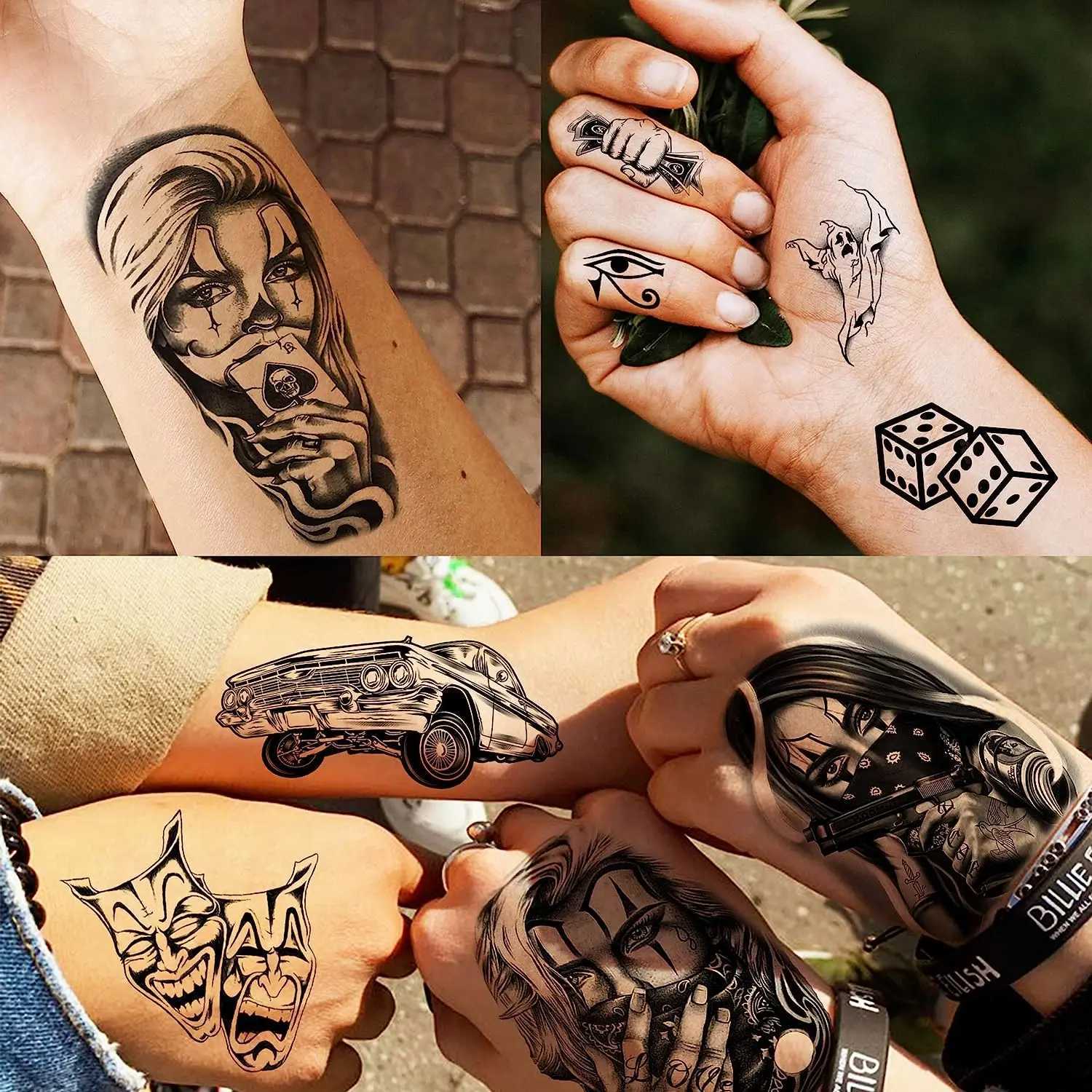 6 Chicano Adult Female Temporary Tattoos Chicana Guadalupe Gangster Fake Tattoos Halloween MexicoXJ25414