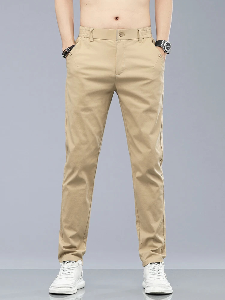 clothing mens casual pants 98 cotton thin business straight slim classic elastic spring summer 250414Z