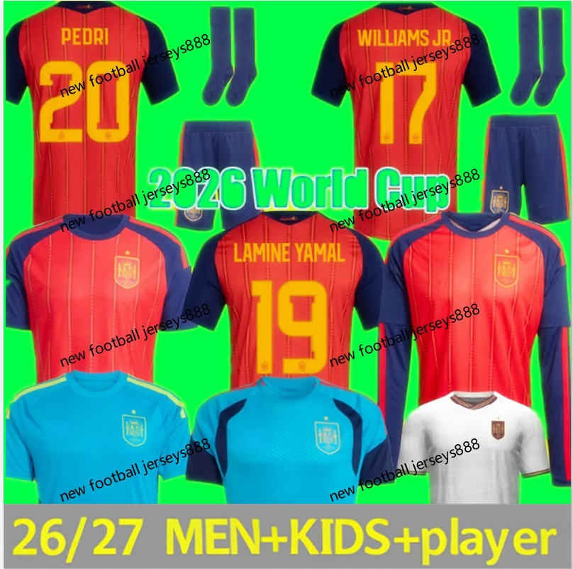 2026 World Cup SPAIN Soccer Jerseys PEDRI GAVI LAMINE YAMAL MORATA Carvajal OLMO FERRAN RODRIGO Jersey SPANISH Men Kid Kit Football Shirt Fan Player S-4XL