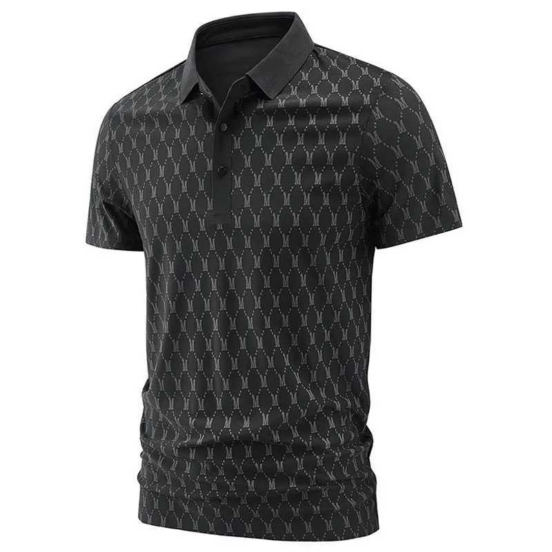 High quality ice silk polo shirt mens summer short sleeved shirt luxurious embroidery business casual golf polo shirt mens clothing W250414