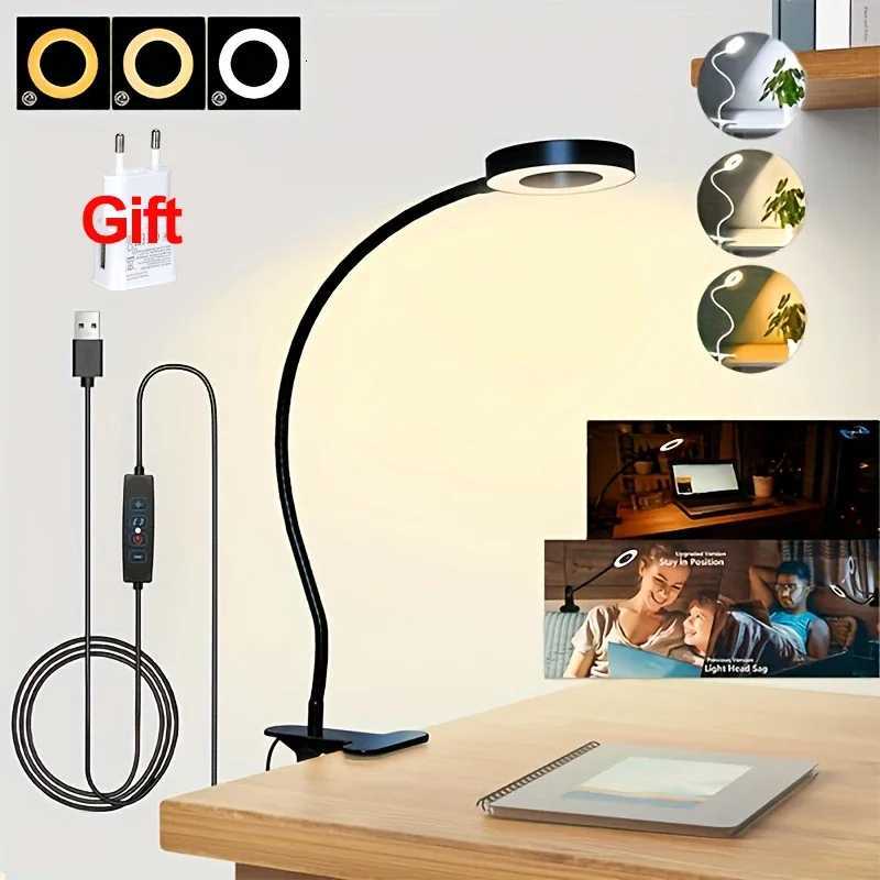 LED Desk Lamp Clip Light Rechargeable Dimmable Gooseneck Reading Light Office Lamp Plant Growth Light Portable Table Lighting M251114