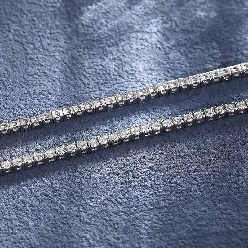 Dropshipping 3mm 925 Sterling Silver VVS Moissanite Diamond Spring Buckle Classical Tennis Chain Necklace With GRA Certificate