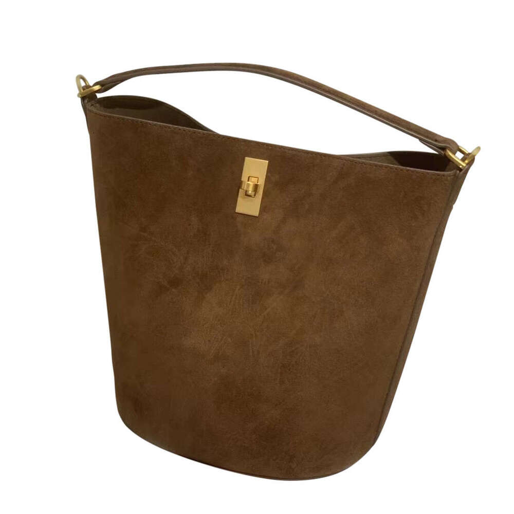 Women's Bags Head layer cowhide frosted bag for women, autumn and winter new item, genuine leather hand-held bucket bag, large capacity