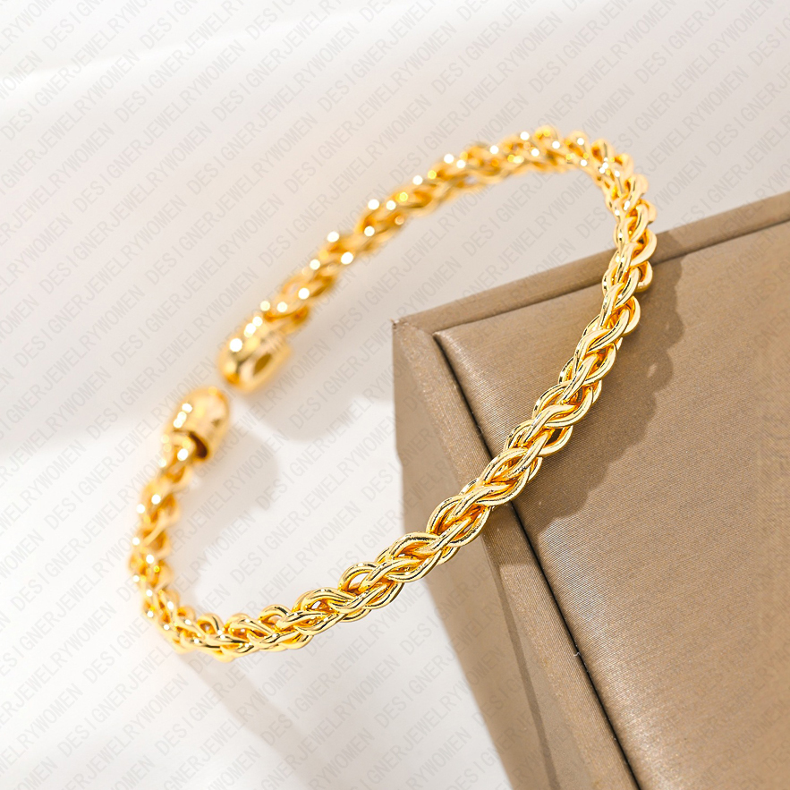 Designer Bracelet Bracelet for Women Twisted Flower Bracelets Gold Bangle Open Bangles Luxury Jewlery Designer for Women Elegant Timeless Gift Premium