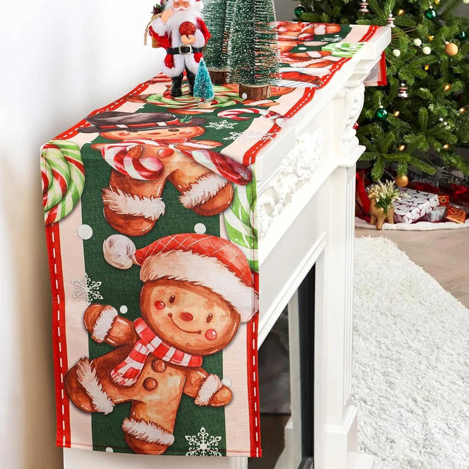Christmas Festive Gingerbread Christmas table flag - Add Cheer to Your Holiday Meals New Year home party decoration Y251113