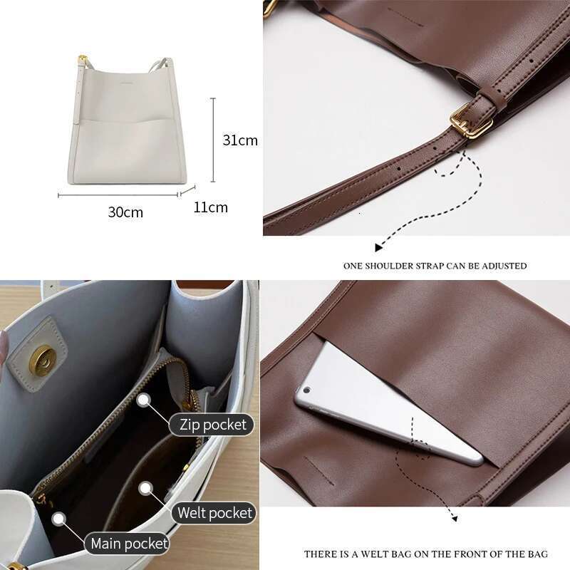 Designer Bag MALLUO New Women Bag Female Shoulder Bags Lady Soft 100% Cowhide Genuine Leather Niche Design Tote Casual Bucket Handbag