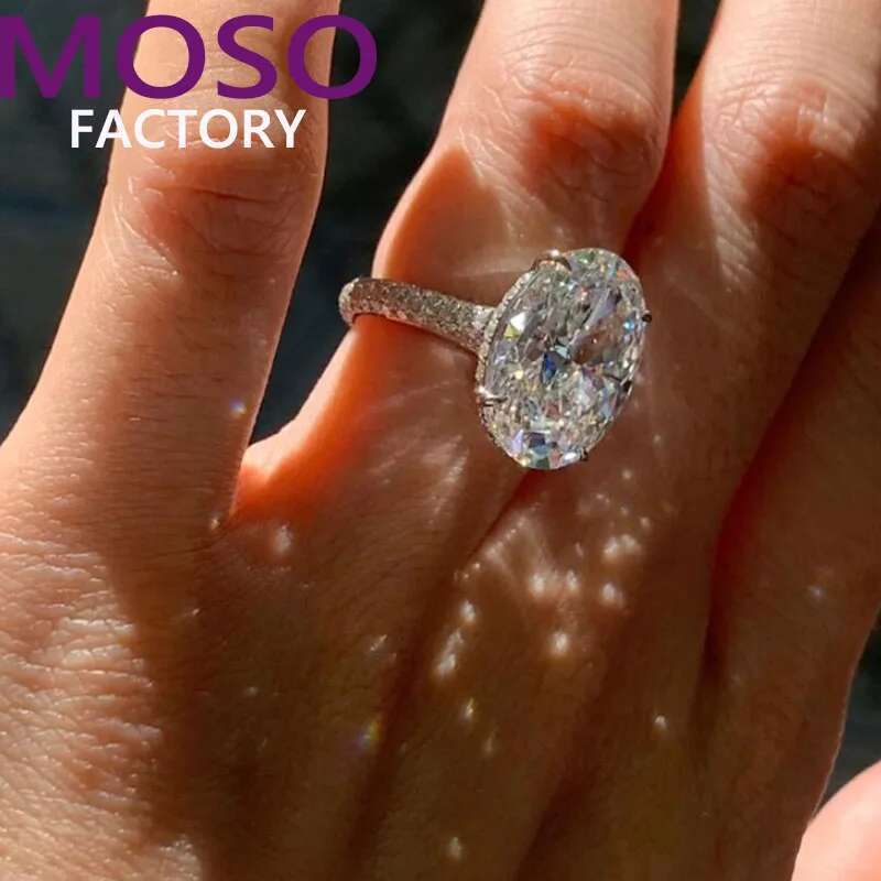 1 2 3 4 5 Carat solid 18K White Gold Ring luxurious Oval shape moissanite Diamonds Women Wedding Party Engagement Ring Classi
