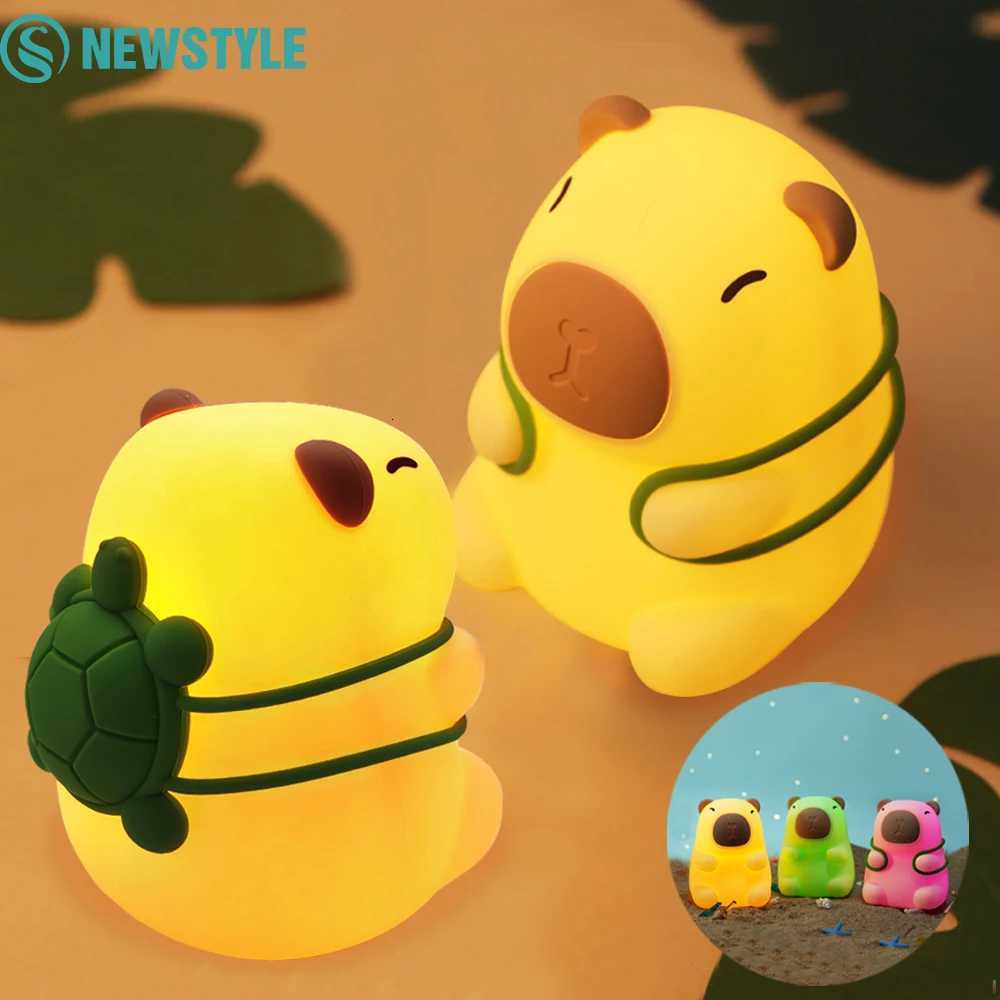Capybara Cute Night Light Silicone Lamp 7 Colors Dimming Nursery Bedroom light for Kids USB Rechargeable Touch Lamp Decor Gift M251114