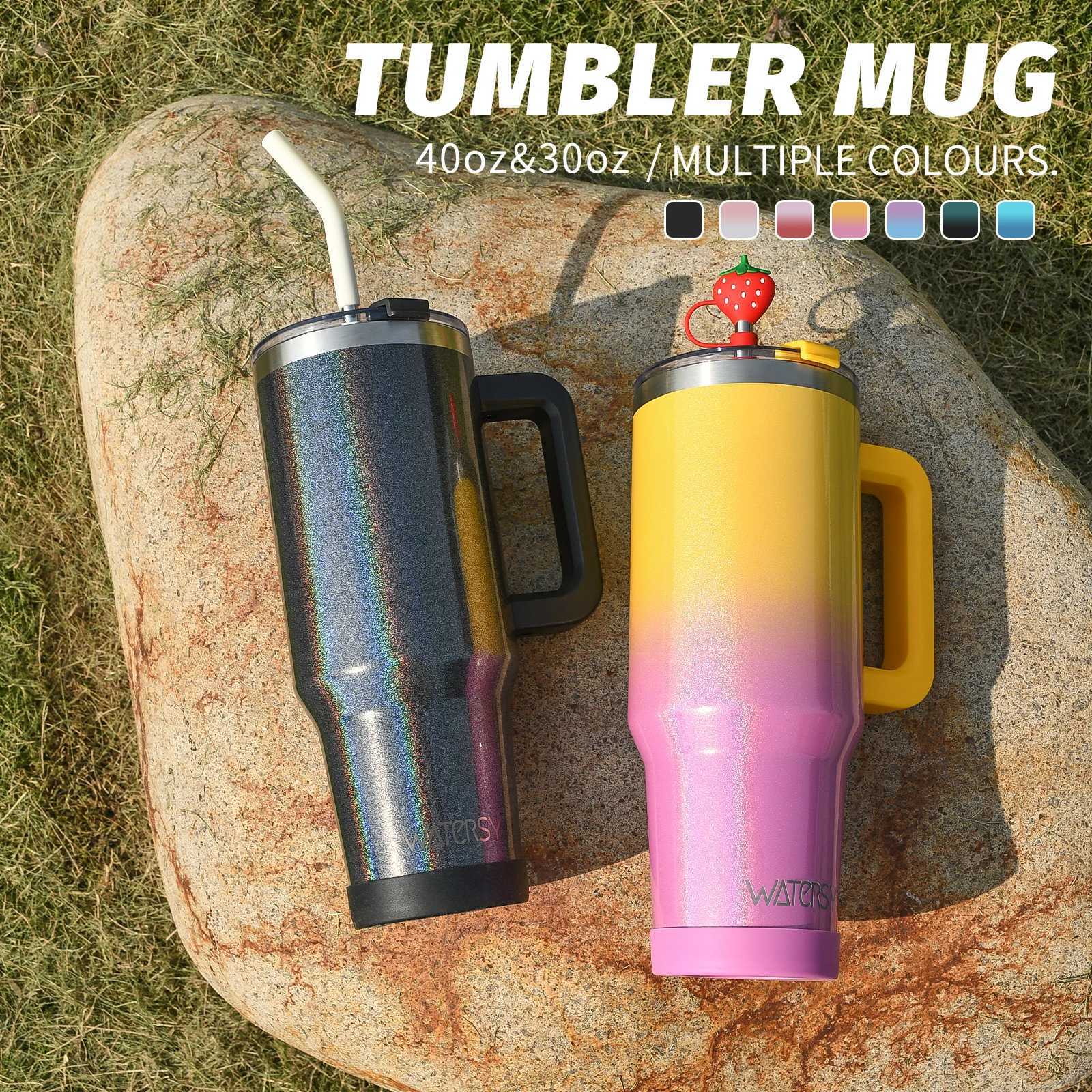 WATERSY 30/40oz Tumbler Large Capacity Thermal Cup Stainless Steel Insulated Mug with Handle Straw Double Wall Vacuum Flask C251114