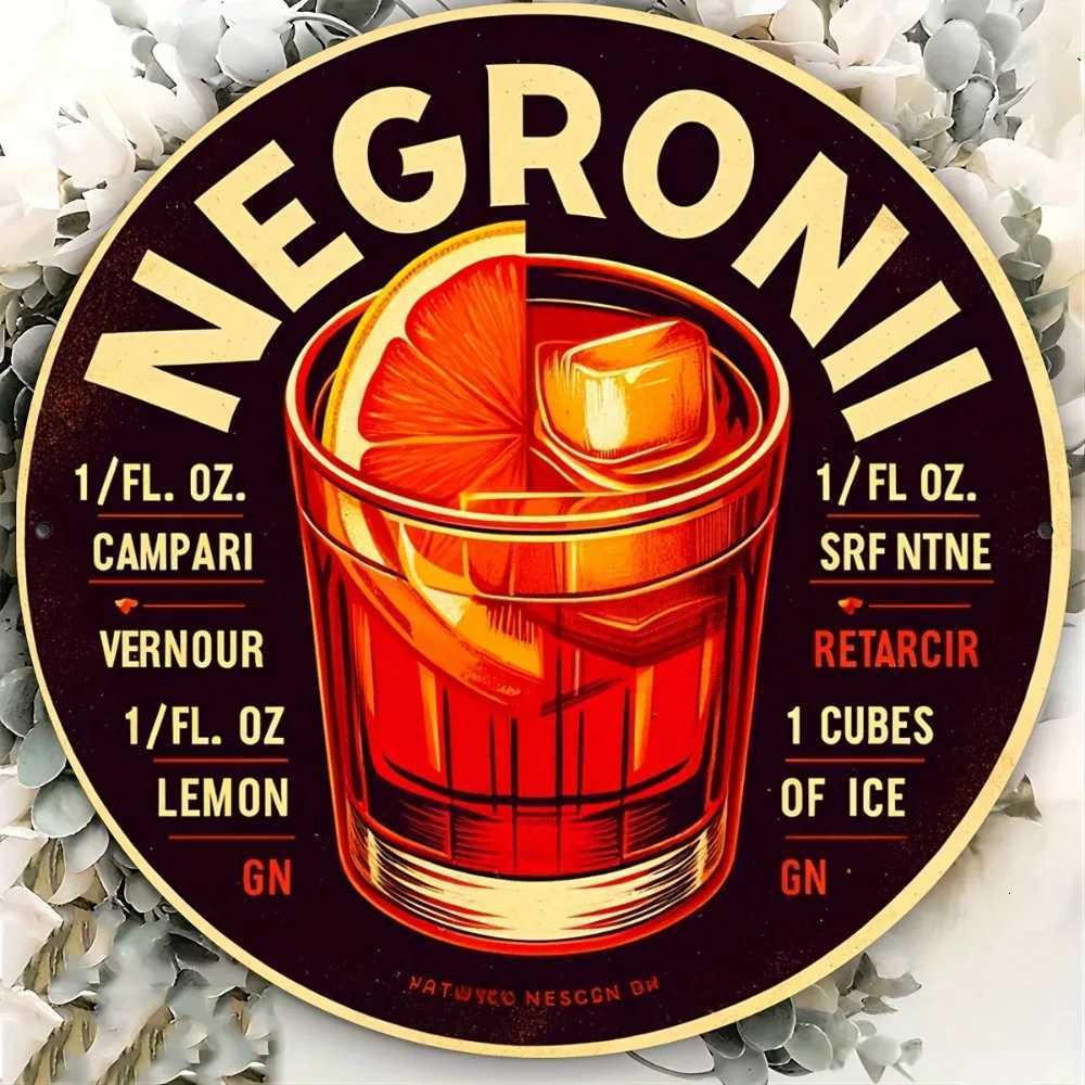 Vintage Negroni Aluminum Wall Art Sign - 8x8 Durable Metal Decor Perfect for Bars/Kitchens/Home Easy to HangM251114