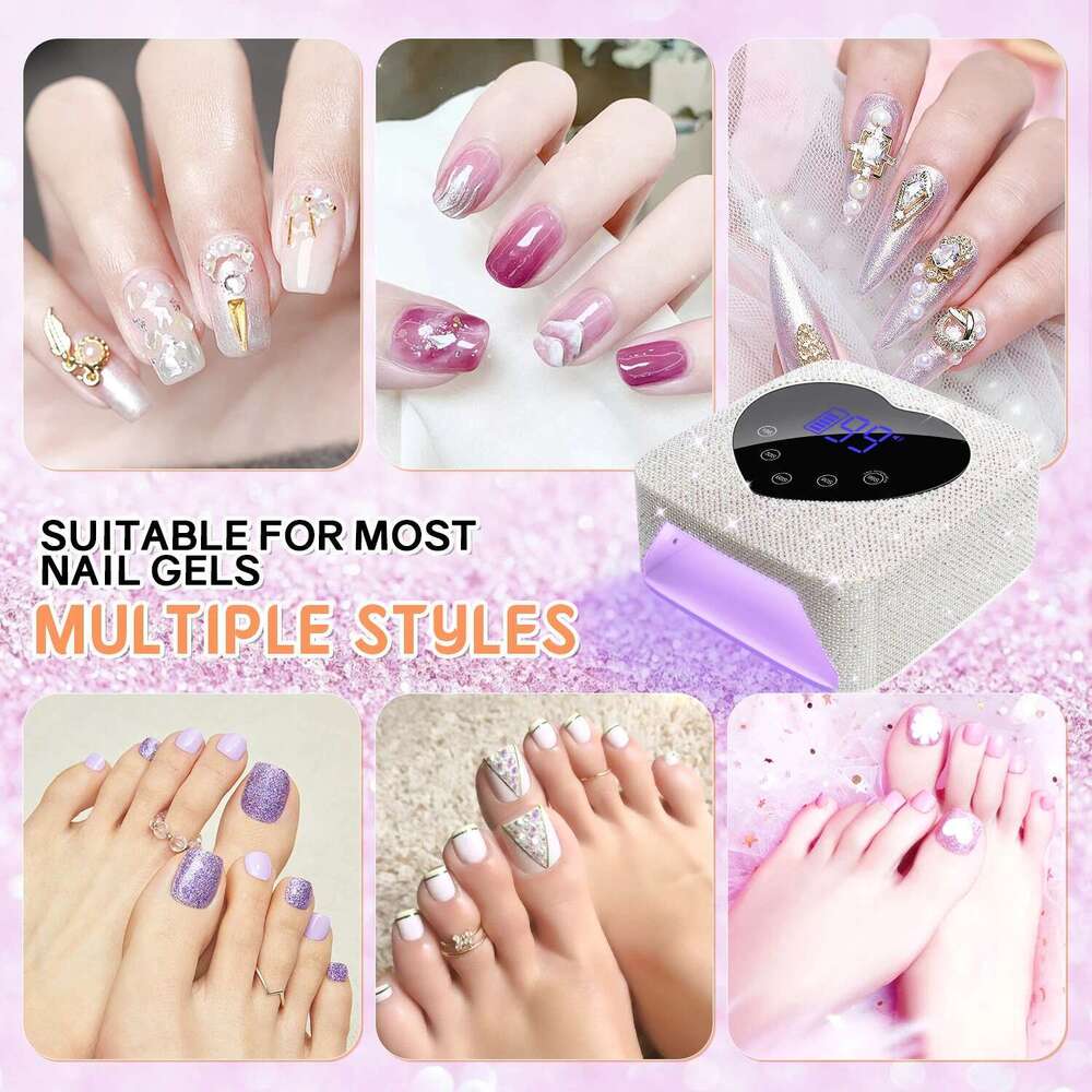 Cordless 30Leds 72W Professional LED Nail Lamp With Touch Display UV Light For Gel Nails Built-In 5-Timer Modes