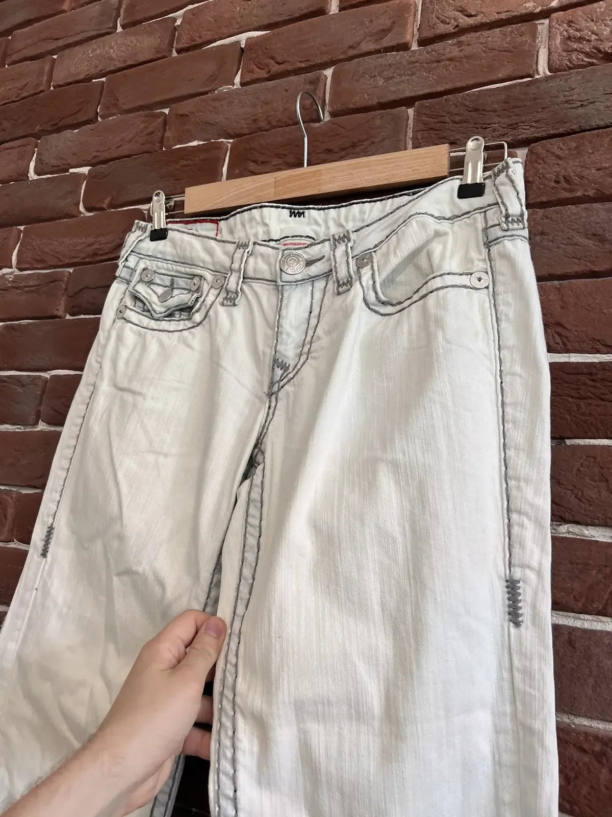 Black line letter pattern white mens retro hip-hop straight tube low waist Y2k bagged jeans casual Harajuku pants 250411