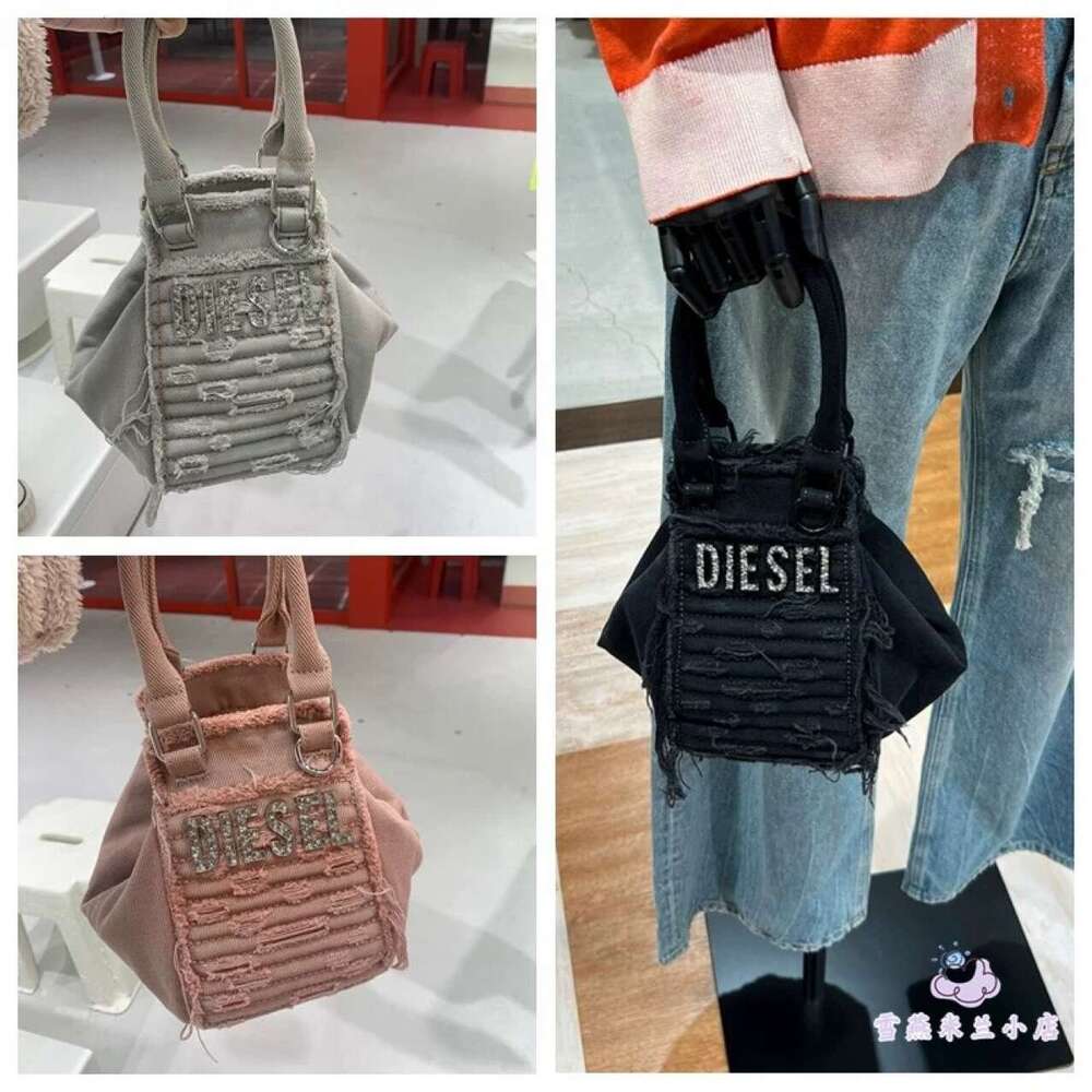 Women's Bags New denim embroidered letter handbag for women with high looks, single shoulder tassel bag, niche tote