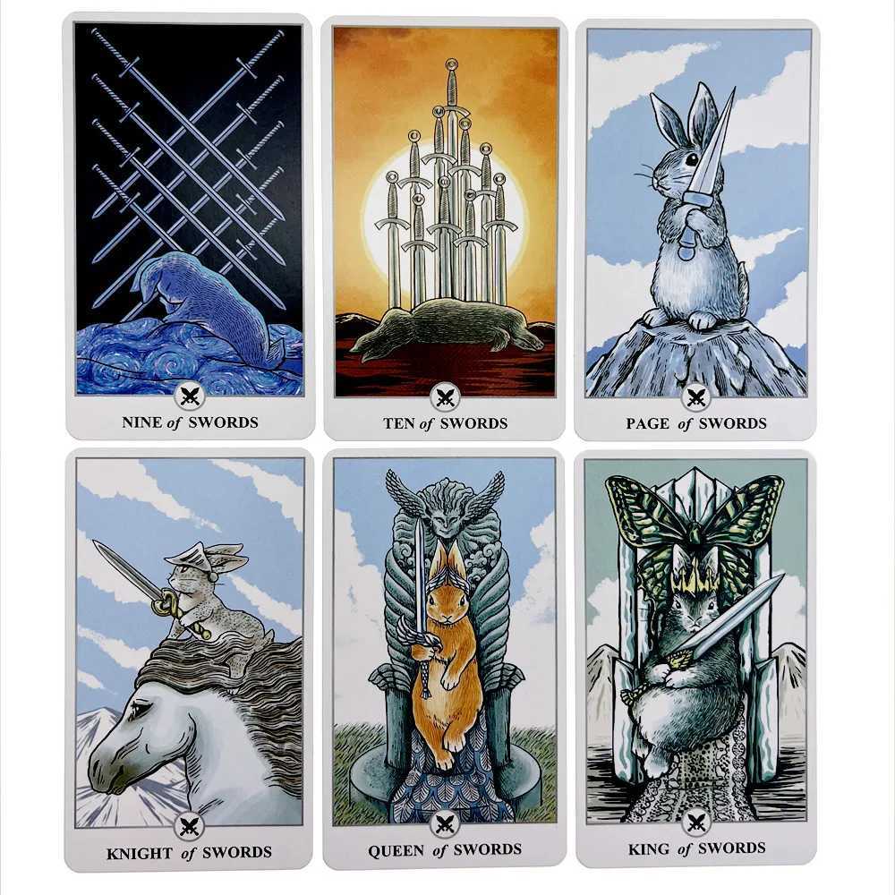 Bunny Tarot high quality tarot cards in Metal Tin Box 10cm6cm board games gold green-plated Edge 78 cards with paper manual C251114