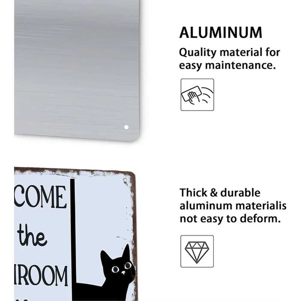 Welcome To The Bathroom A Cat Will Be With You Shortly Funny Metal Sign - Retro Cat Bathroom Wall Art 8x12 InchM251114