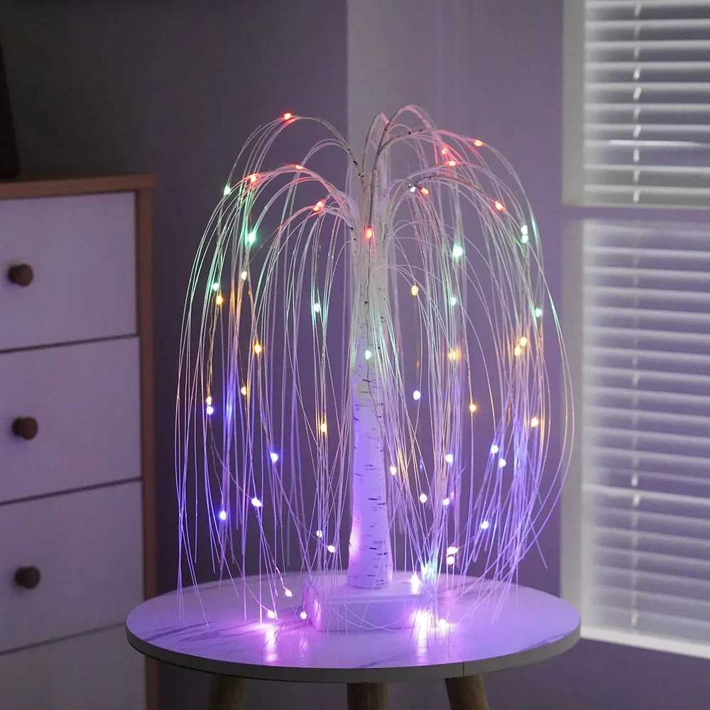 Fairy Tree Table Lamp DIY Willow Pearl Adjustable Branch USB/Battery Powered Gift Home Room Party Wedding Decoration Night Light M251114
