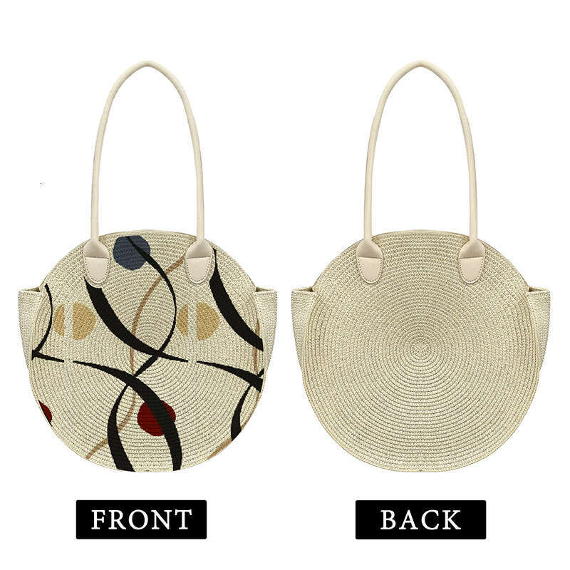 Handmade Beach Bag 2025 Spring Summer Fashion New Style Versatile Simple And Elegant Large Capacity Straw Woven PU Shoulder Crossbody Bag Kq2