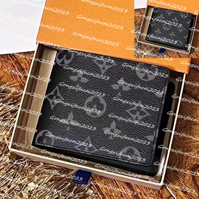 Genuine leather Designers Men plaid wallets designer purses luxury leather short wallet Card Holder wallets classic pocket Genuine leather Man Bags original box