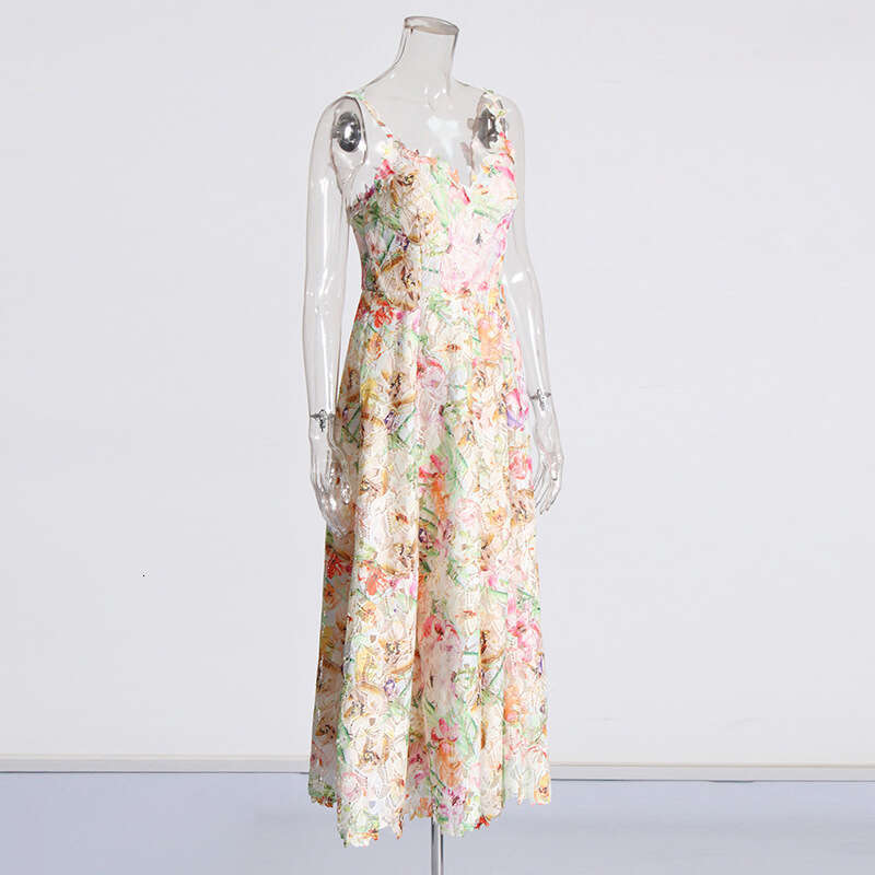 Designer Charming Floral Lace High-Waisted Dress for Women - Trendy Sexy Socialite Camisole