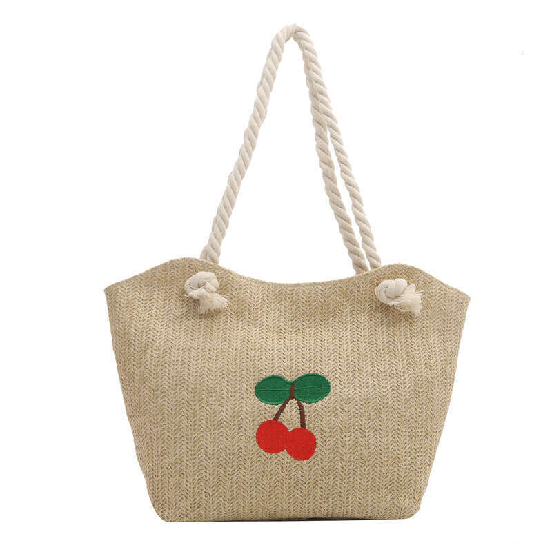 Handmade Beach Bag Handheld Straw Women's New Summer Woven Shoulder Bag, Simple Water Bucket, Casual Large Capacity Tote Bag Kq2