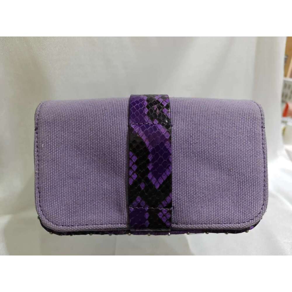 2024 New Canvas Patchwork Leather Fashionable And Trendy Commuting Mini Phone Bag