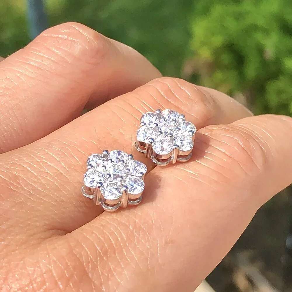 3/5mm 7-stone Moissanite Diamond Stud Earrings with Certificate 925 Sterling Silver Honeycomb Flower Ear Studs for Women Jewelry