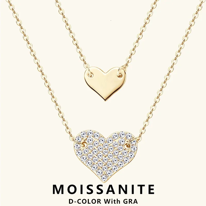 Collar Plata 925 Sterling Silver Heart Pendant Necklace 1.5mm 1.3mm Necklaces For Women Double Chain Jewellry 250411