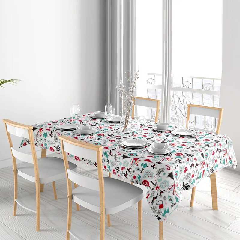 Christmas Festive Christmas Tablecloth Holiday Dinner Party Decor Reversible Table Cover Xmas Dining Room Tablecloth Rustic Farmhouse Styl Y251113