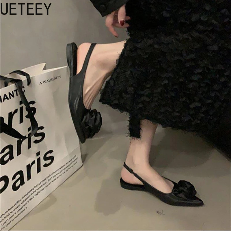 Summer Flower Womens Sandals Fashion Pointed Toe Singbacks Shoes Womens Elegant Striptease Party Apartment Sandals 250411