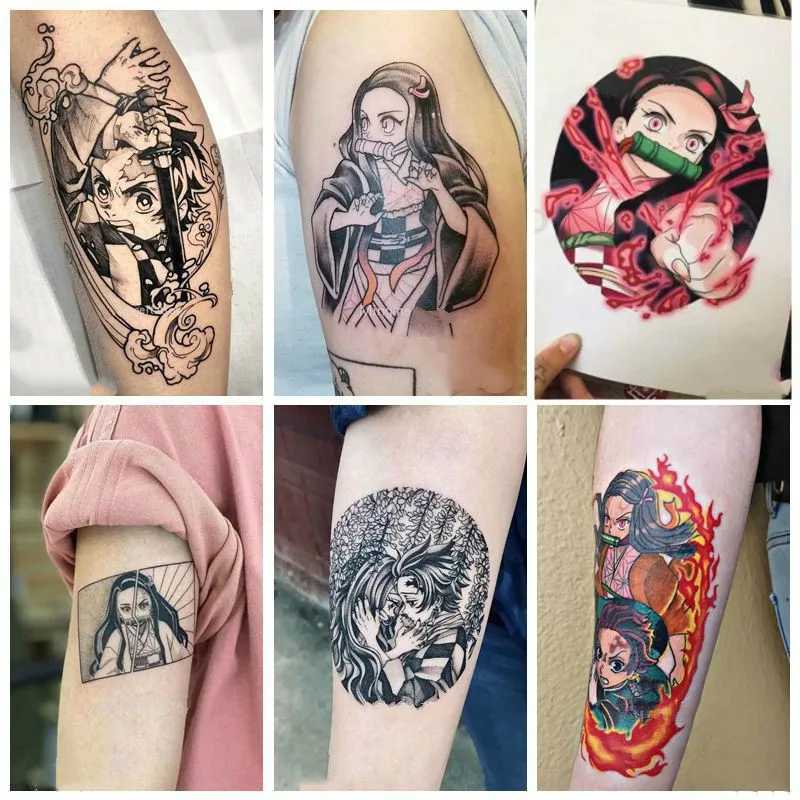 Anime Temporary Tattoo Cartoon Nezuko Tanjirou Arm Tattoo Body Art Tattoo Waterproof Fake Tattoo StickersXJ25414