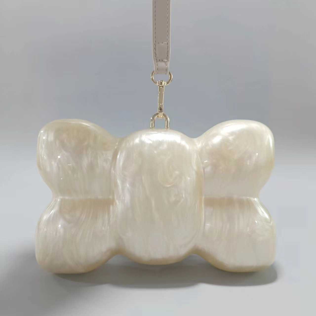 Fashion Womens Acrylic Bowknot Handheld Bag Wedding Dinner Single Shoulder Crossbody Handheld Bag