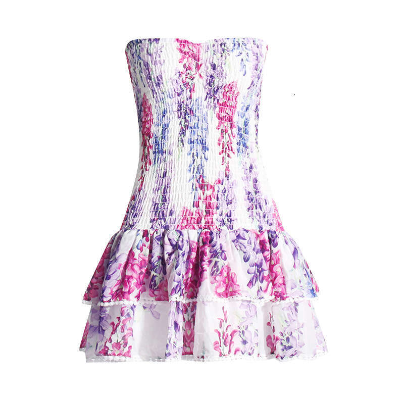 Designer Trendy High-End Slimming Strapless Skirt for Spring Summer 2025 Fashionable Print Design