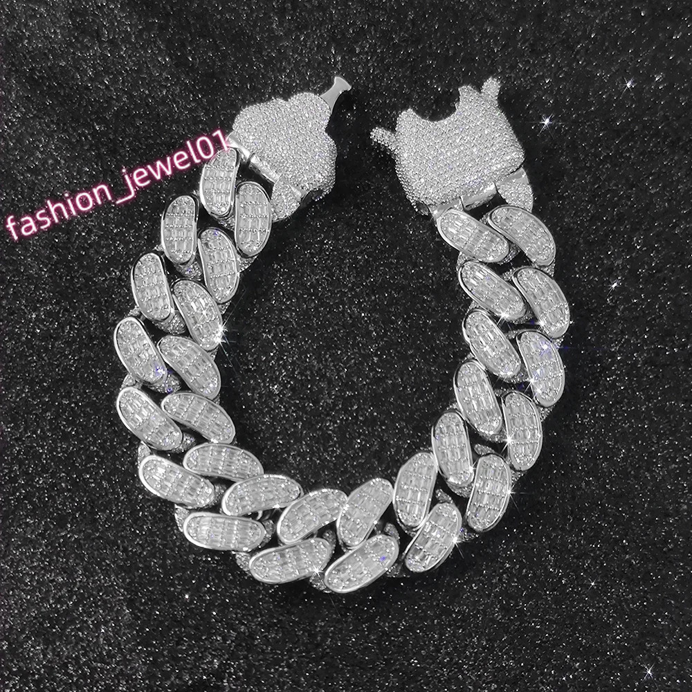 Hip Hop Jewelry 18mm 3 Rows Rectangle CZ Cuban Link Chain Diamond Necklace Bling Heavy Iced Out cuban Chain For Men Party Gift